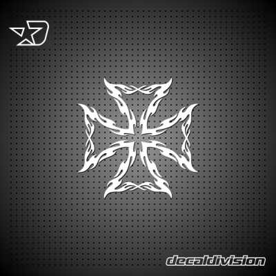 Maltese Cross Sticker - Flaming